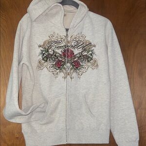 Women's Gray Graphic Zip-Up Hoodie